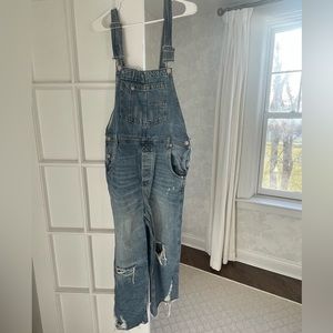 Free People distressed overalls